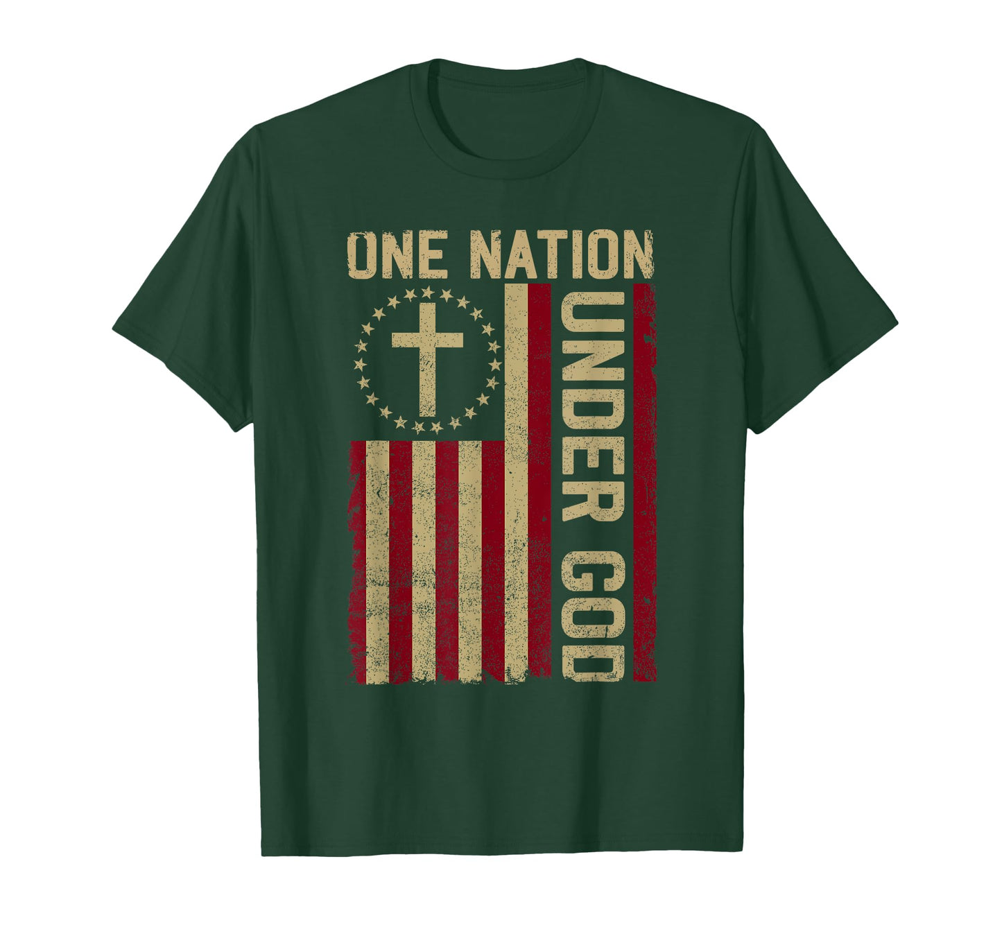 ONE NATION UNDER GOD - Christian USA Vintage American Flag Women Kids Men T-Shirt