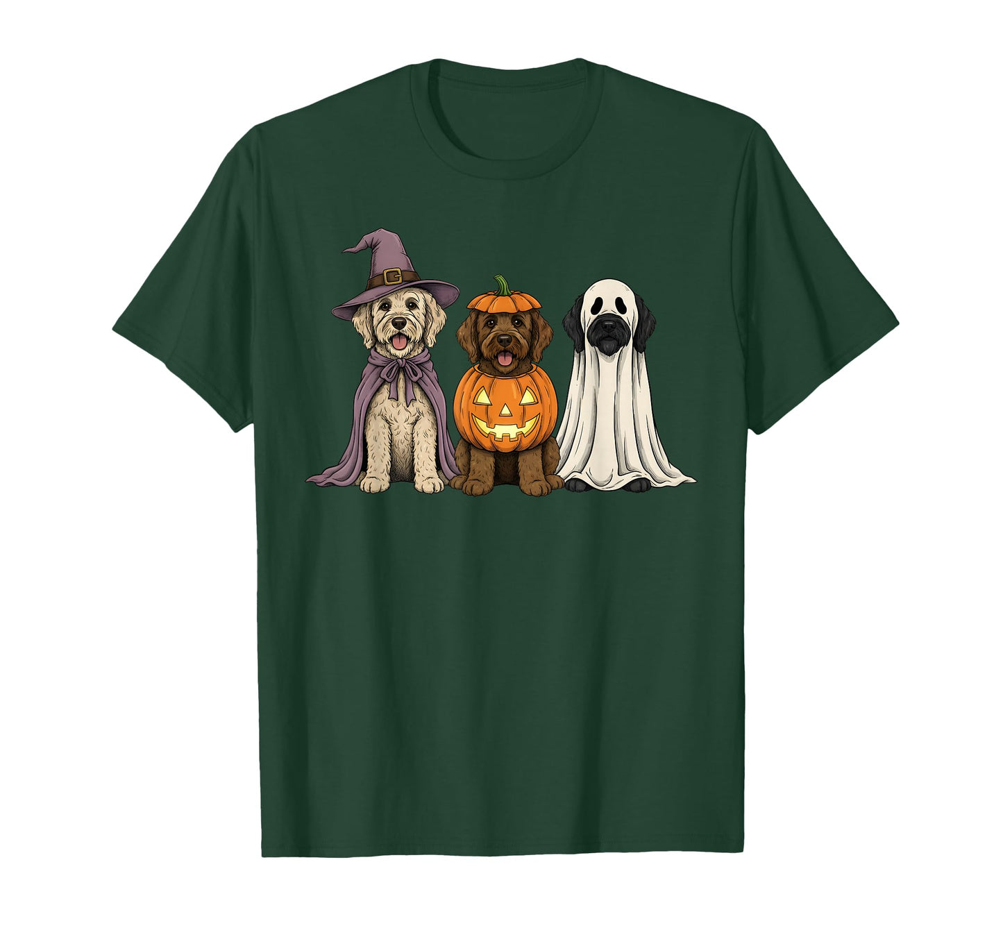 Spooky Ghost Labradoodle Pumpkin Halloween Dog Lover T-Shirt