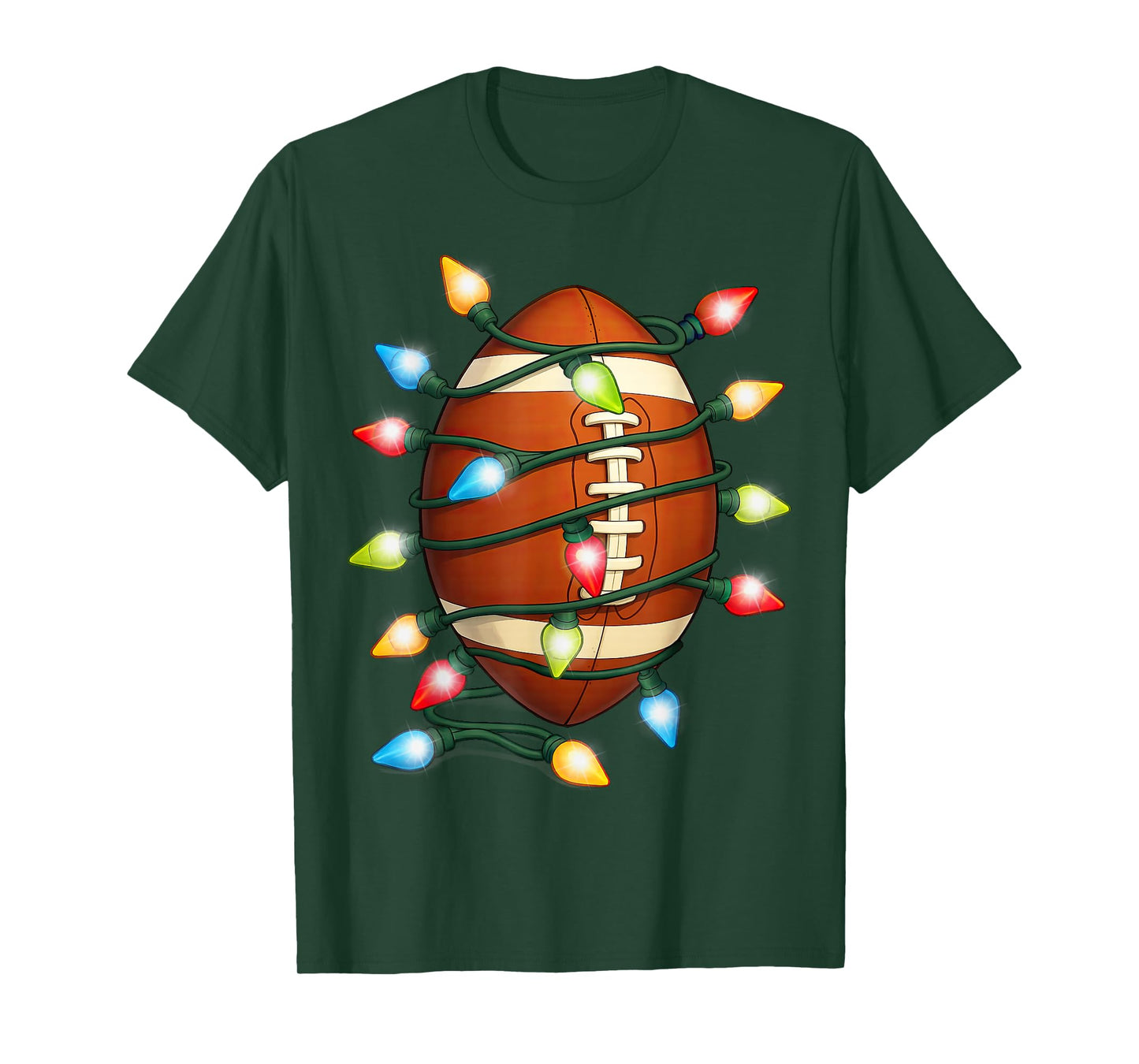 Christmas Football Ball Xmas Lights Holiday Sports T-Shirt