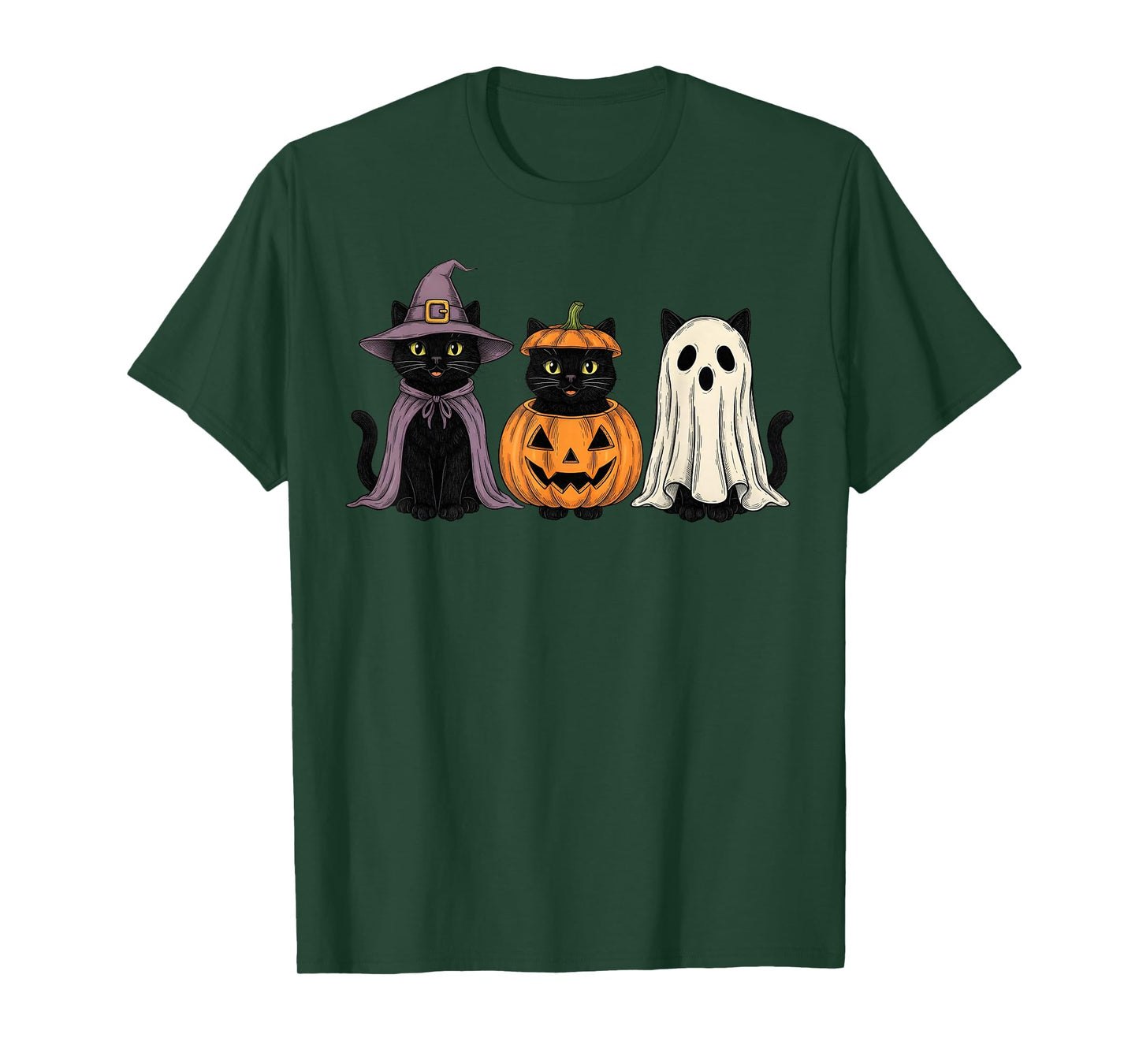 Spooky Ghost Black Cat Lover Pumpkin Halloween T-Shirt