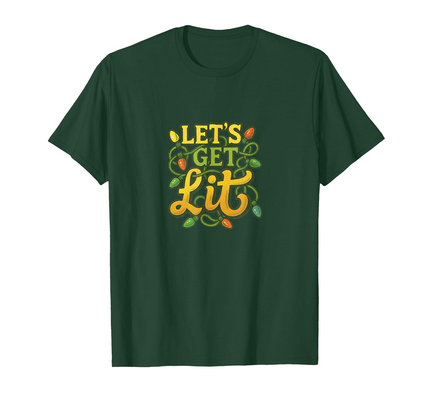 Let’s Get Lit Funny Christmas Lights Holiday Party Humor T-Shirt