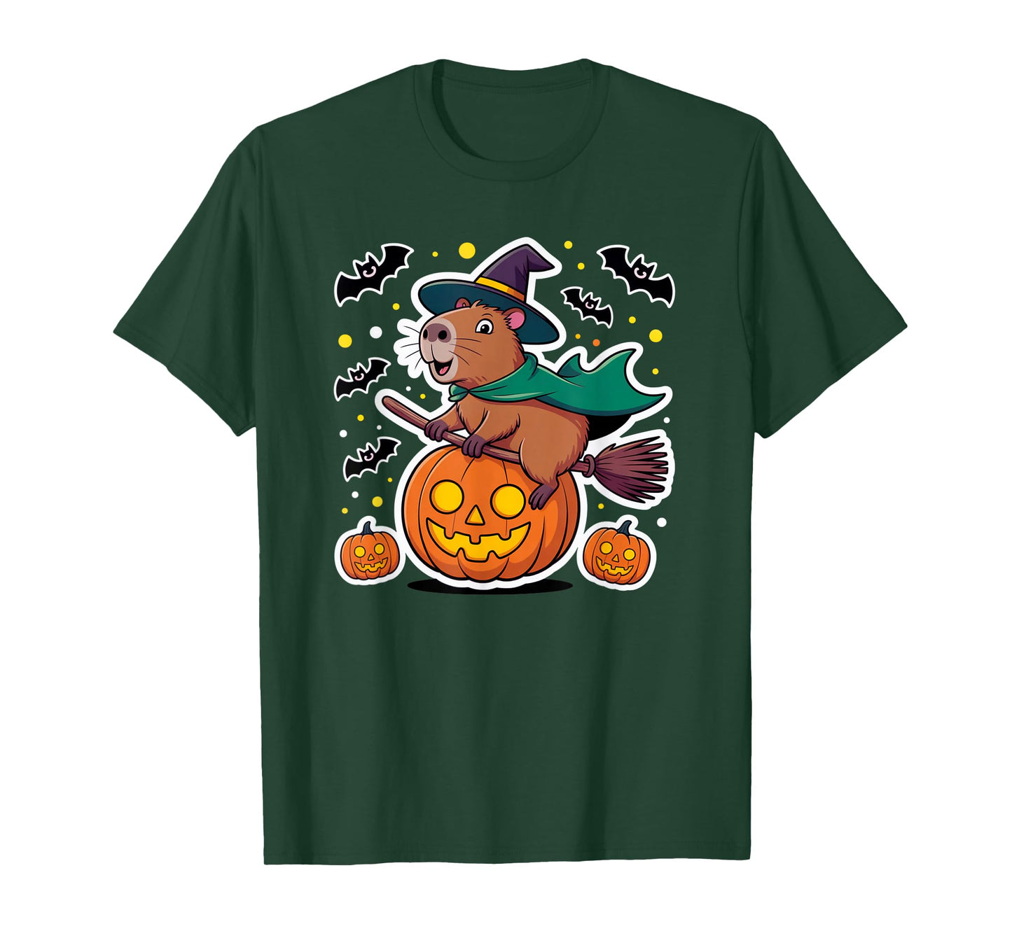 Capybara Witch Hat Halloween Candy Pumpkin T-Shirt