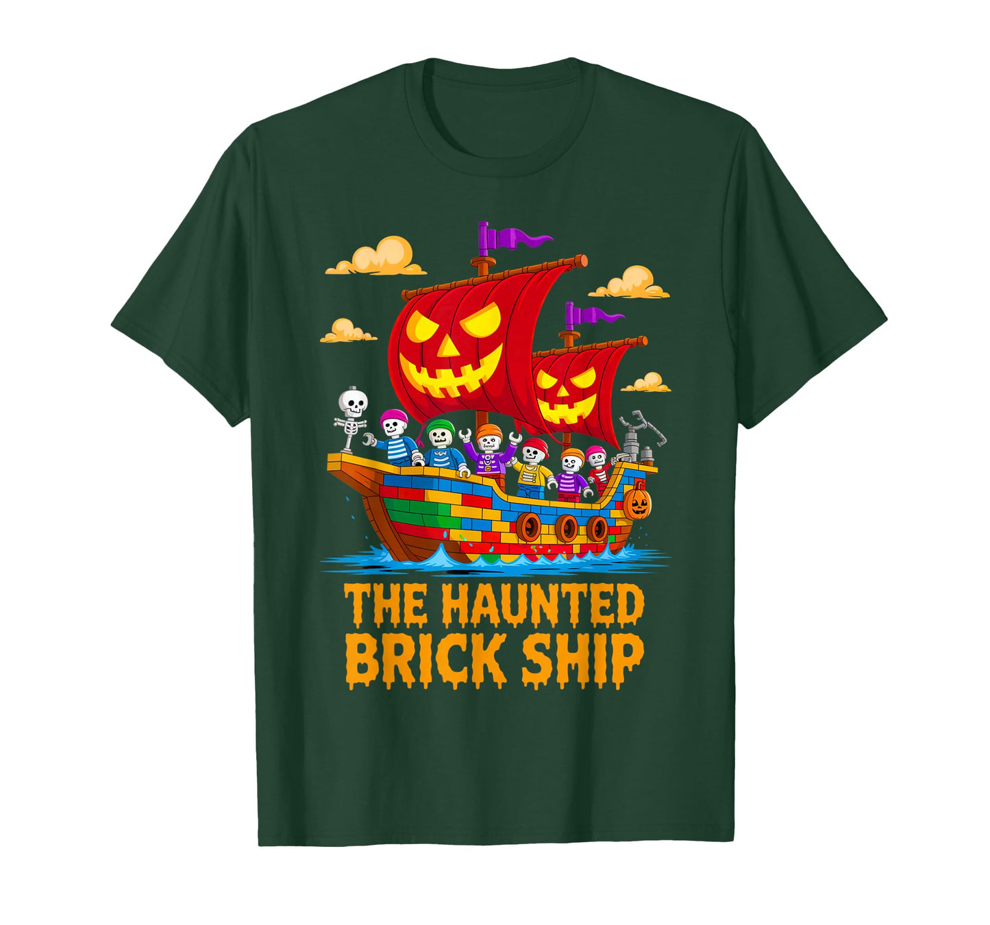 Halloween Bricks Pirate Skeleton Builder Blocks Building Toy T-Shirt