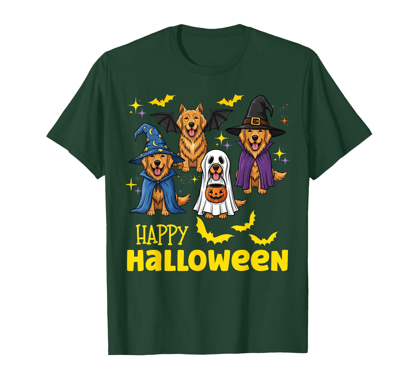 Happy Halloween Golden Retriever Ghost Dog Lover Womens Men T-Shirt