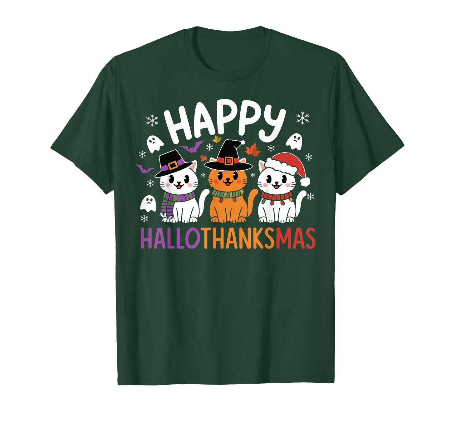 Happy Hallothanksmas Halloween Thanksgiving Christmas Outfit T-Shirt