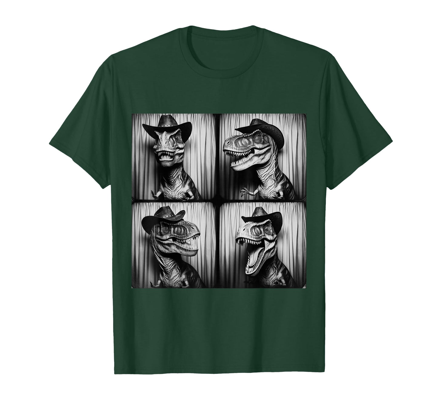 Trex In Cowboy Hat Dinosaur Dino Funny Western Photo Booth T-Shirt