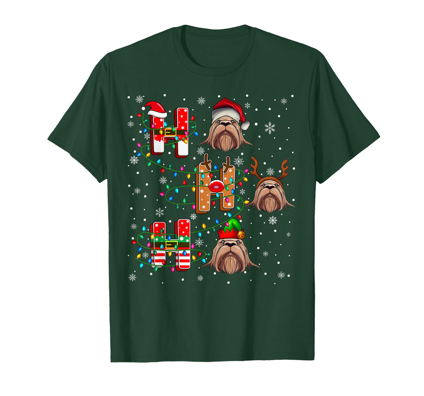 Ho Ho Ho Santa Reindeer Hat Elf Walrus Animal Christmas T-Shirt
