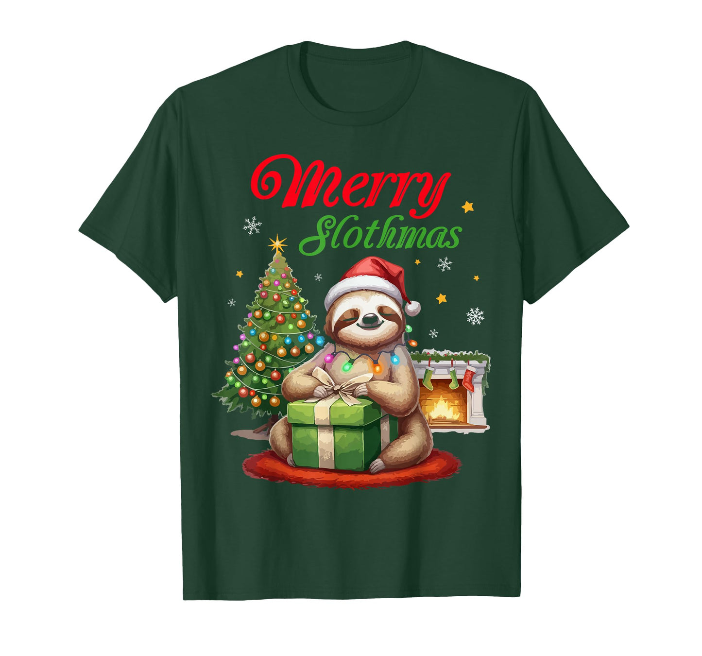 Cute Sloth Santa Christmas Merry Slothmas Slo Ho Ho Xmas T-Shirt
