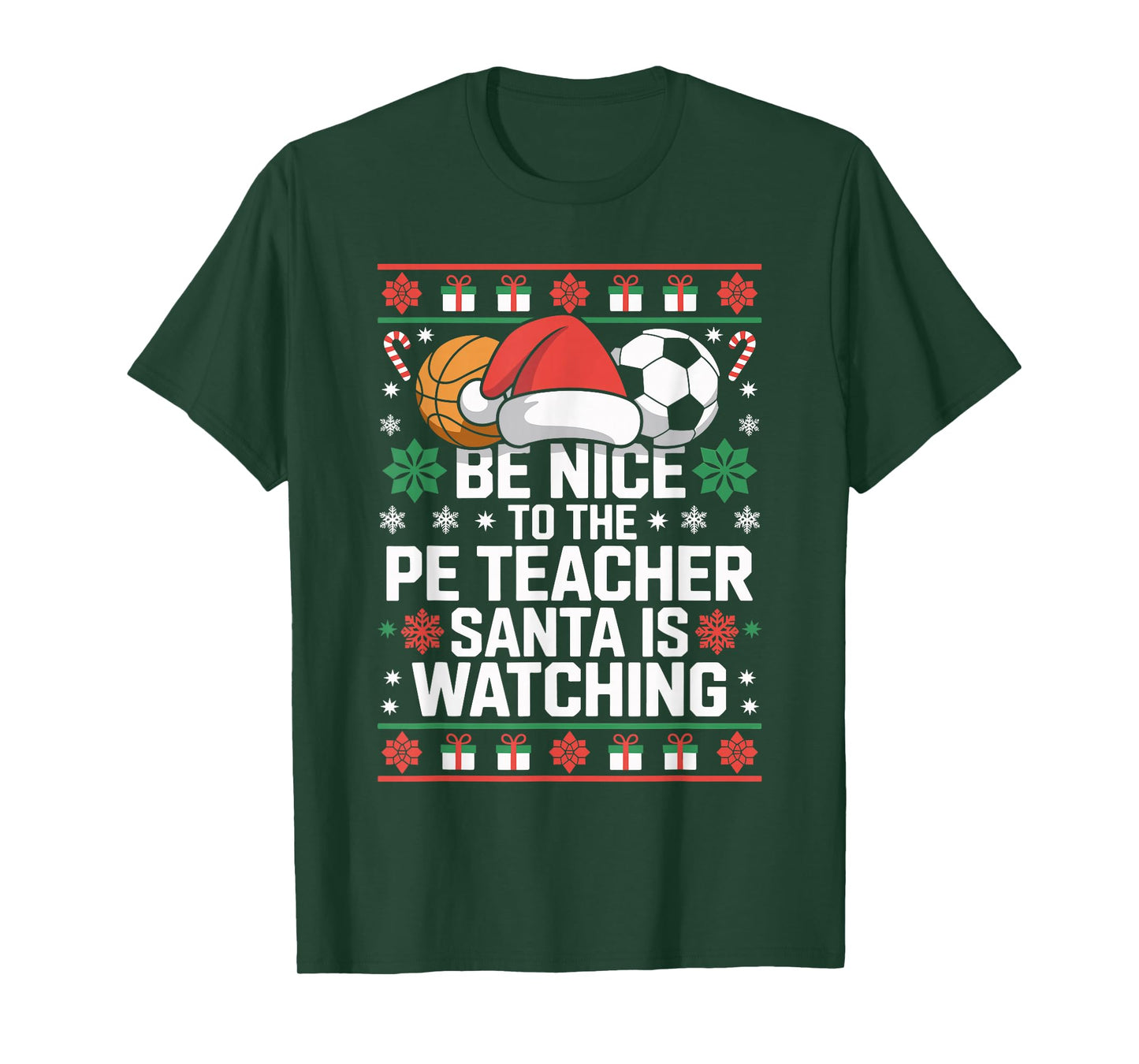 PE Teacher Ugly Christmas Sweater Physical Education Xmas T-Shirt