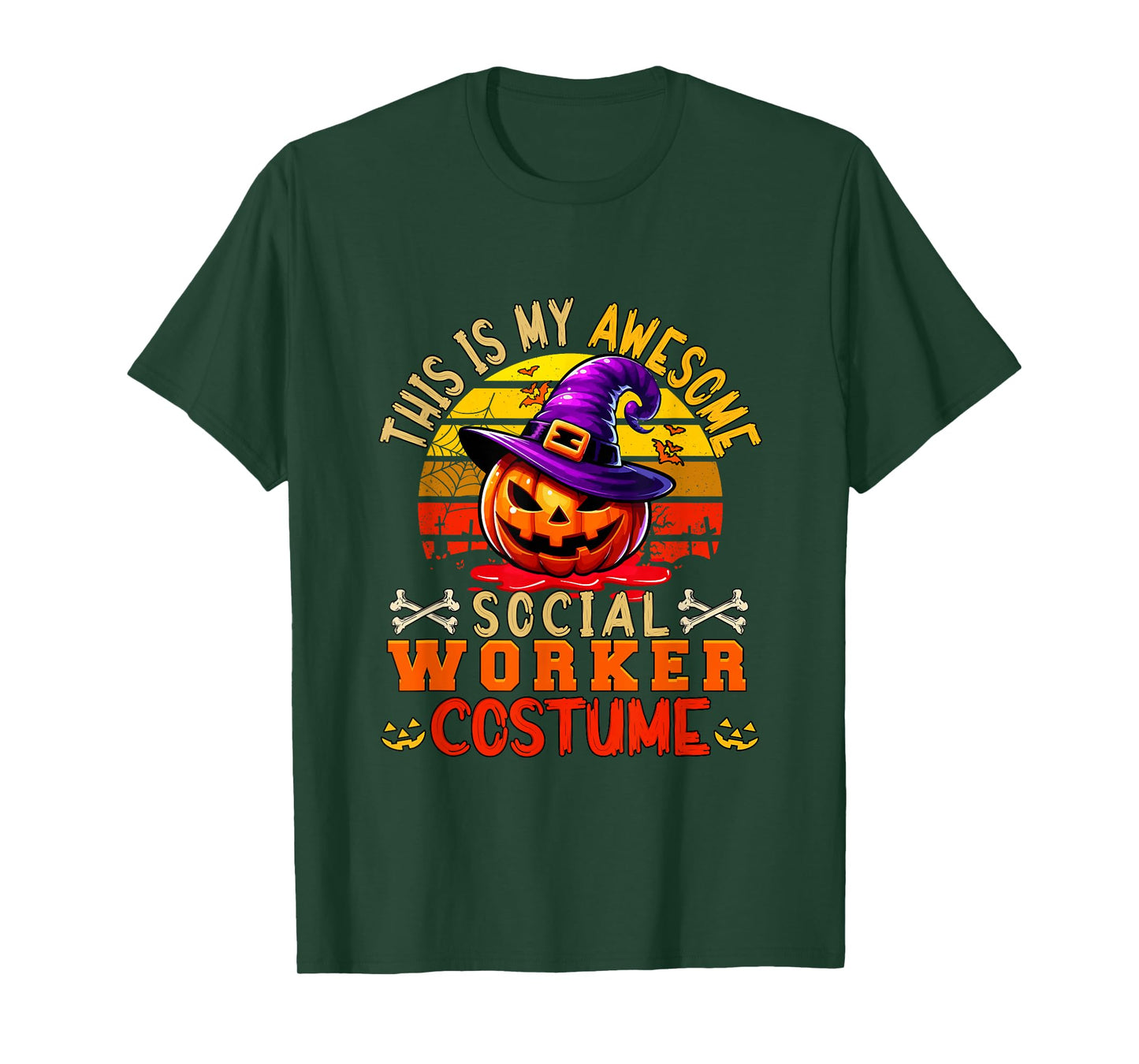 Vintage My Awesome Social Worker Costume Carved Pumpkin T-Shirt