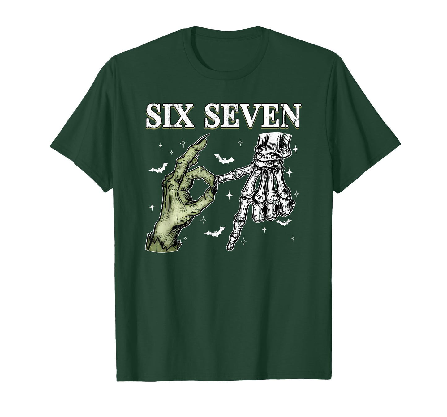 Six Seven 6 7 Meme, Funny Witch Skeleton Hands T-Shirt