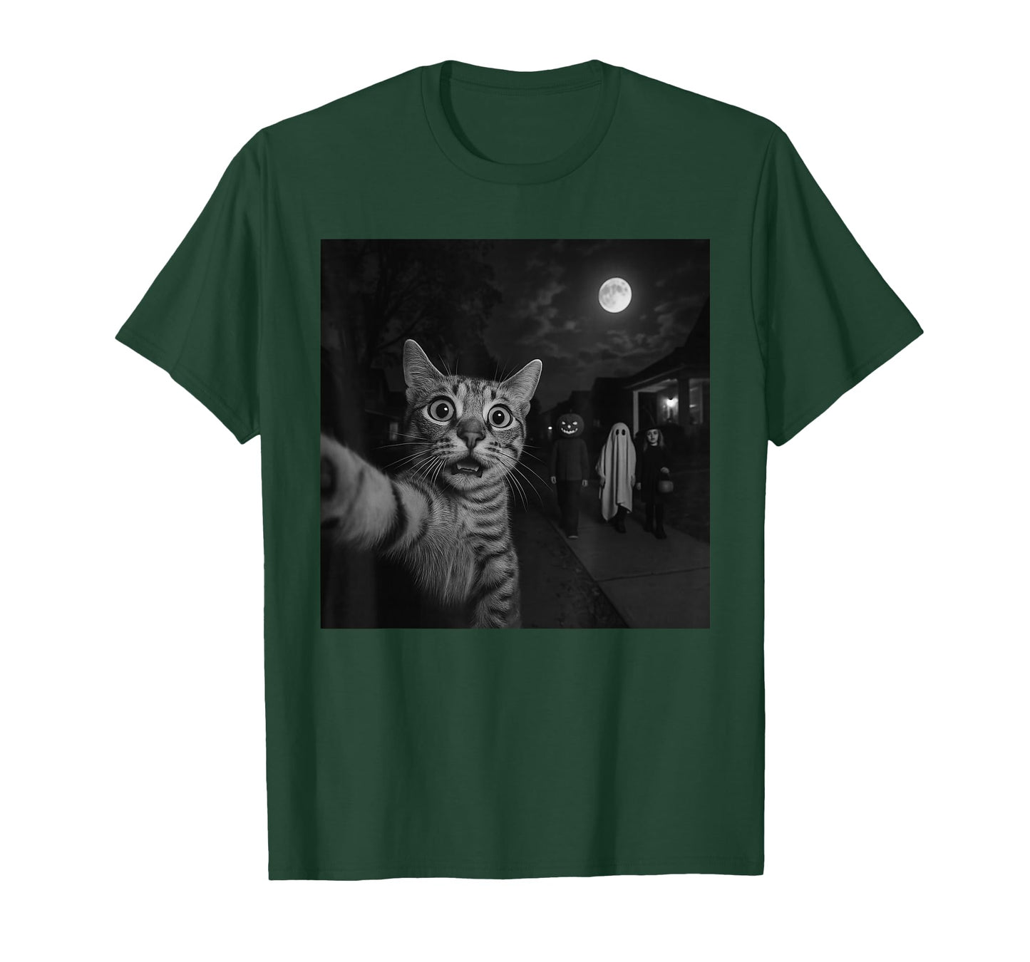 Funny Halloween Cat Selfie with Ghost Boo Witch Pumpkin T-Shirt