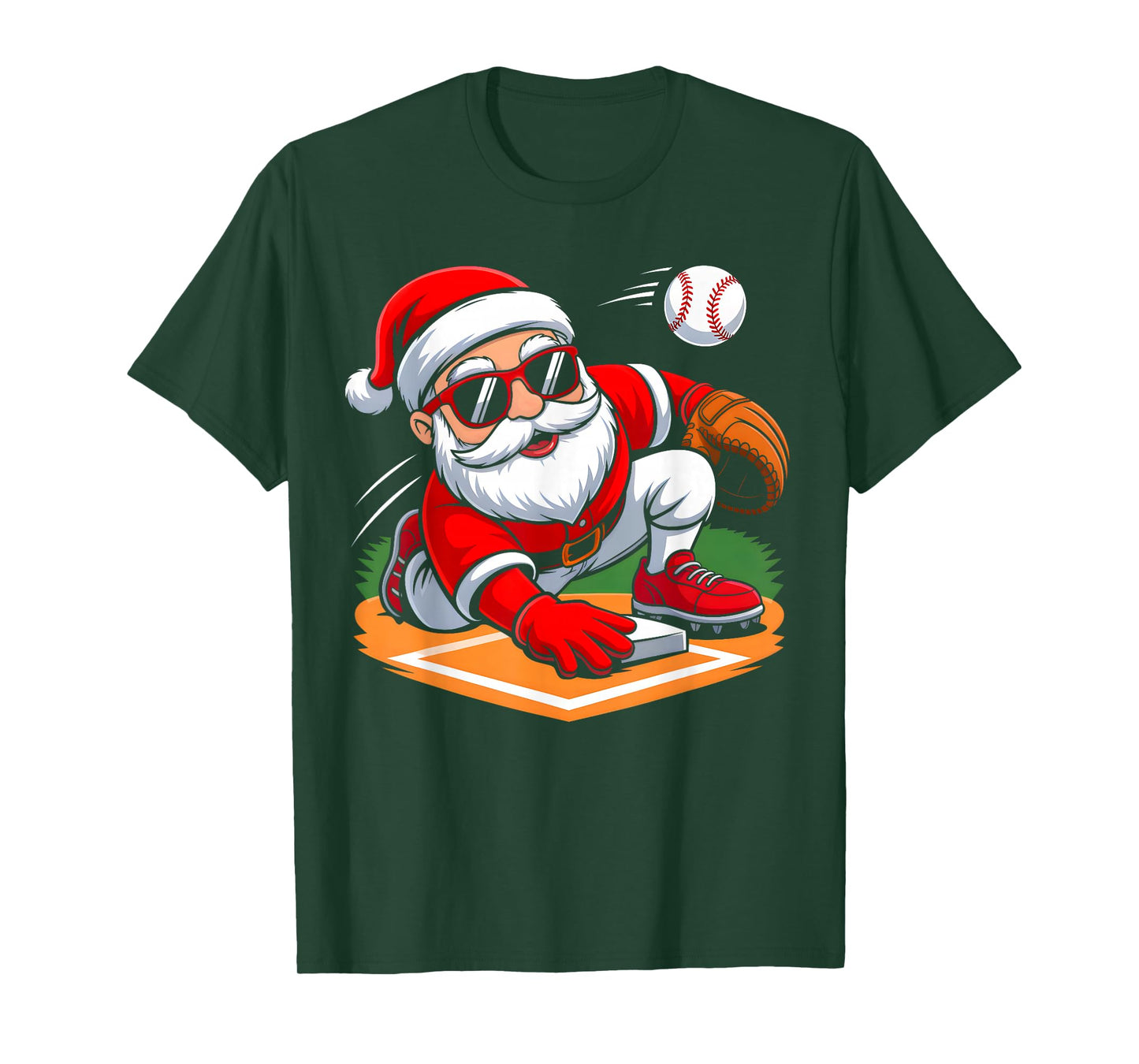 Christmas Santa Claus Baseball Player Xmas Boys Men Sport T-Shirt