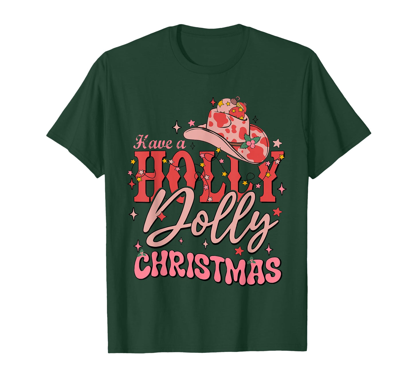 Funny Christmas Have A Holly Christmas Jolly Cowgirl Xmas T-Shirt - Black, Unisex-Adults, Short Sleeve, T-Shirt, Christmas Cowgirl T-Shirt, Size: Small