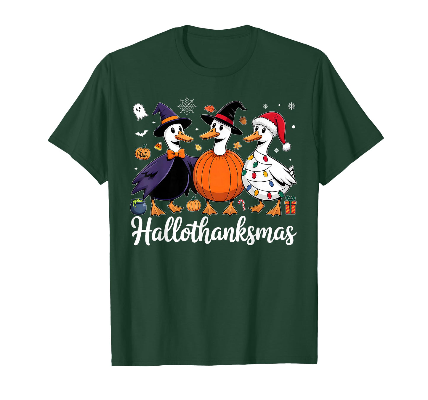 Duck Halloween Thanksgiving Christmas Happy HalloThanksMas T-Shirt
