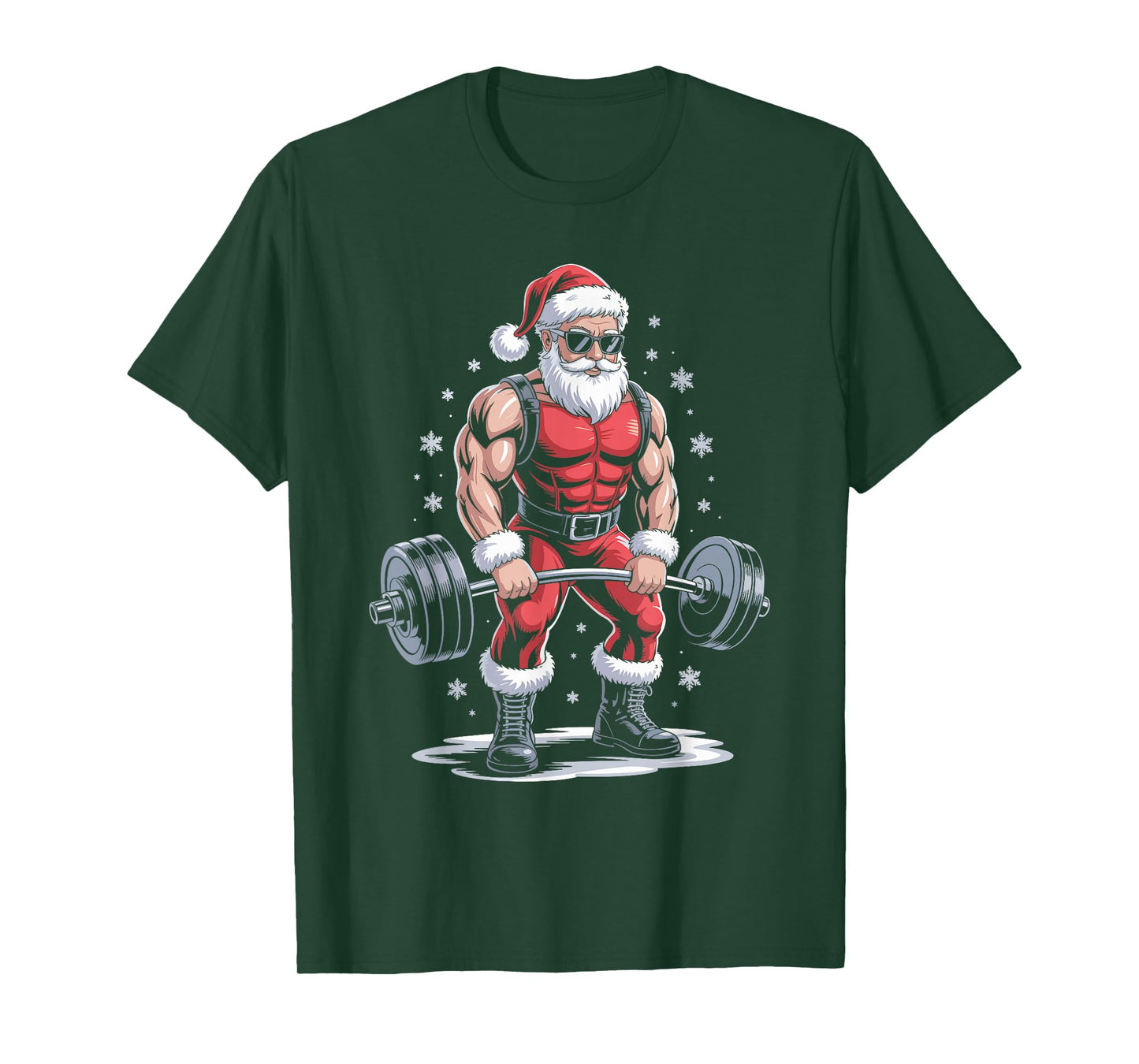 Santa Weightlifting Christmas Gym Fitness Deadlift Xmas Men T-Shirt