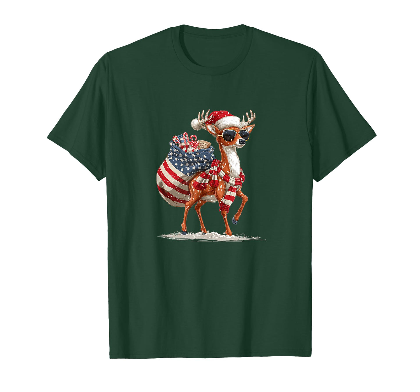 Funny Reindeer Costume in Santa and Christmas Look T-Shirt