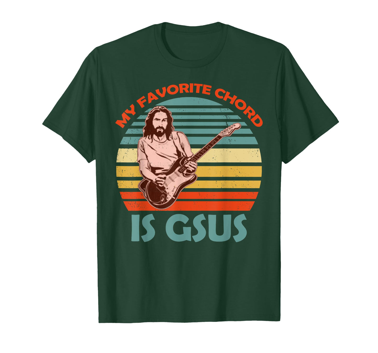 My Favorite Chord Is Gsus Jesus Tees Co. Gsus Jesus Guitarist Guitar Vintage Black Unisex Adult T-Shirt