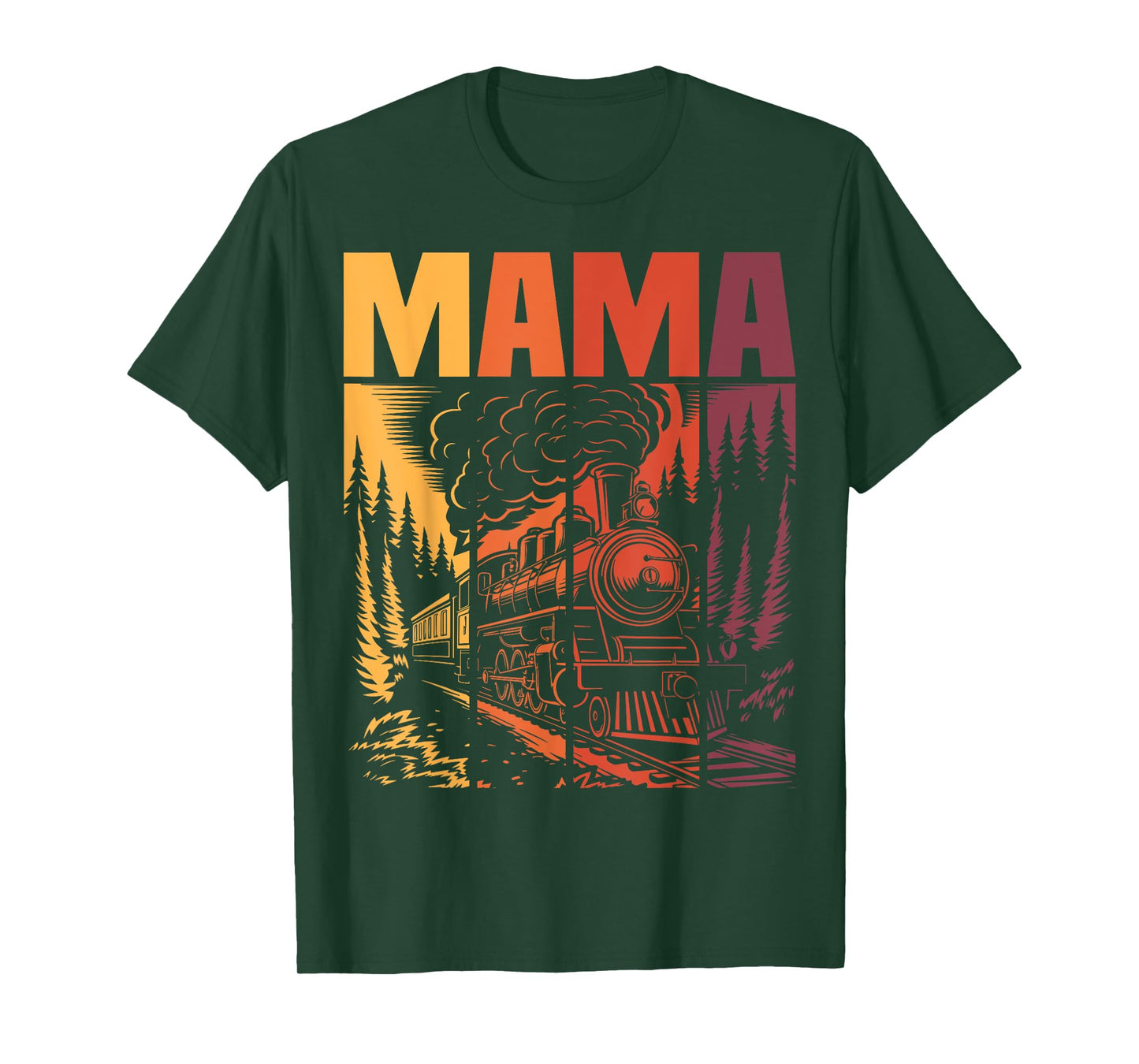 Mama Matching Family Retro Train Birthday Party Locomotive T-Shirt