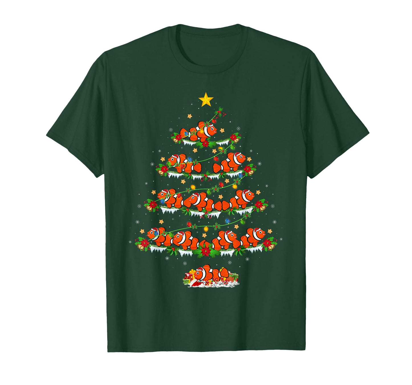 Clown Fish Christmas Tree Lights Funny Clown Fish Xmas T-Shirt