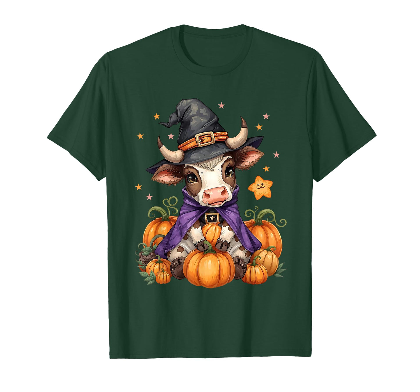Cute Bull Witch Spooky Pet Halloween Matching Family Farm T-Shirt
