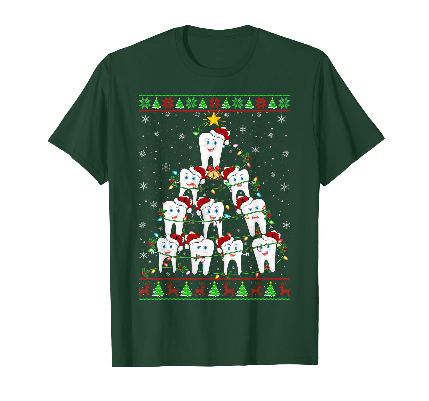 Oh Dentistree Xmas Ugly Sweater Dentist Teeth Christmas Tree T-Shirt
