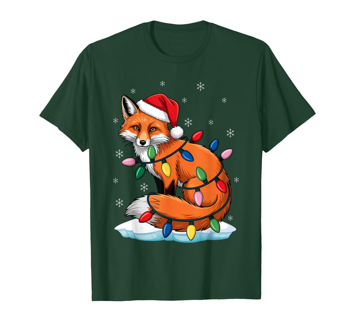 Santa Fox Christmas Lights Lover Hat T-Shirt