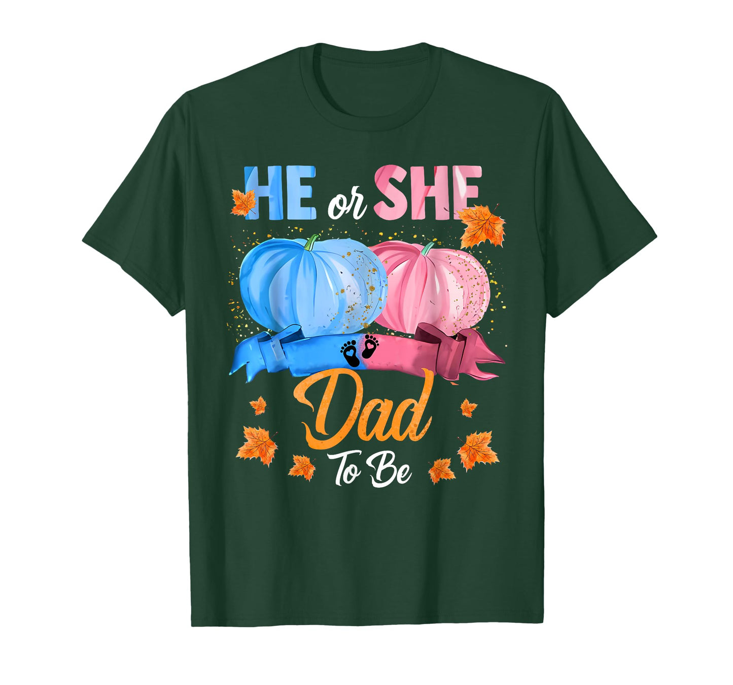 Halloween Pumpkin Gender Reveal He or She Dad To Be T-Shirt