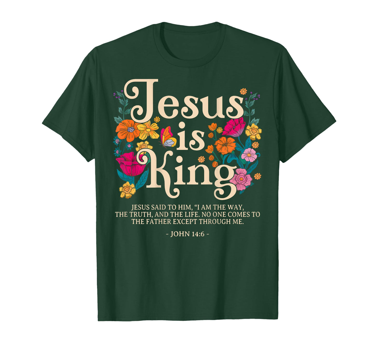 Vintage God Jesus Is King Floral Christian Religious Flowers T-Shirt
