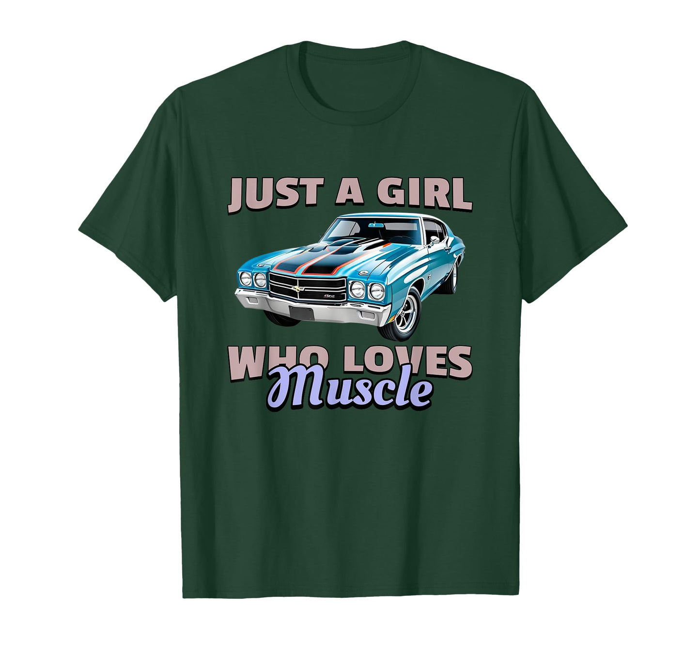 Just A Girl Who Loves Muscle Cars, Retro American Muscle Car T-Shirt