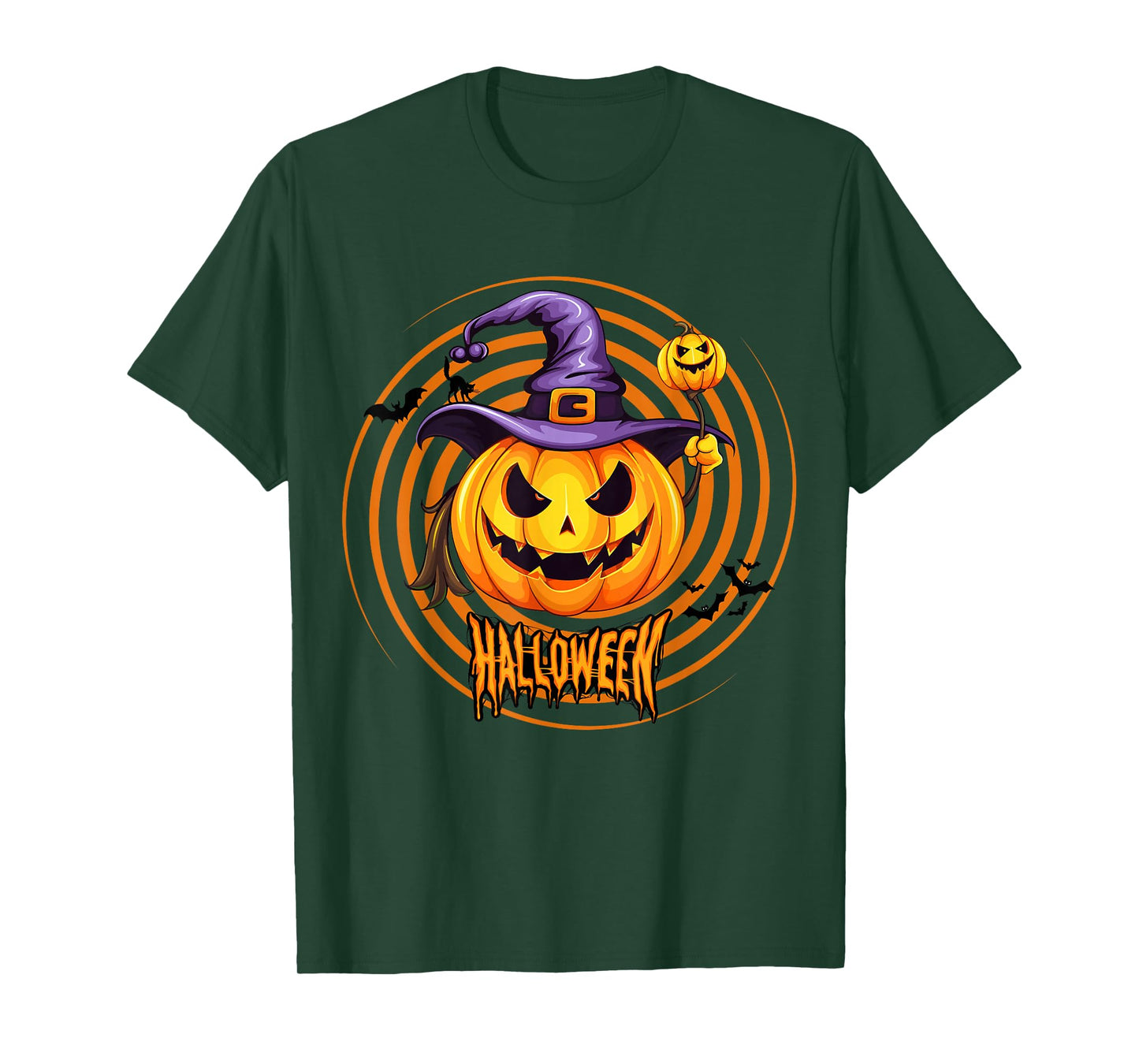 Scary Pumpkin Halloween–Spooky Jack O’Lantern with Witch Hat T-Shirt