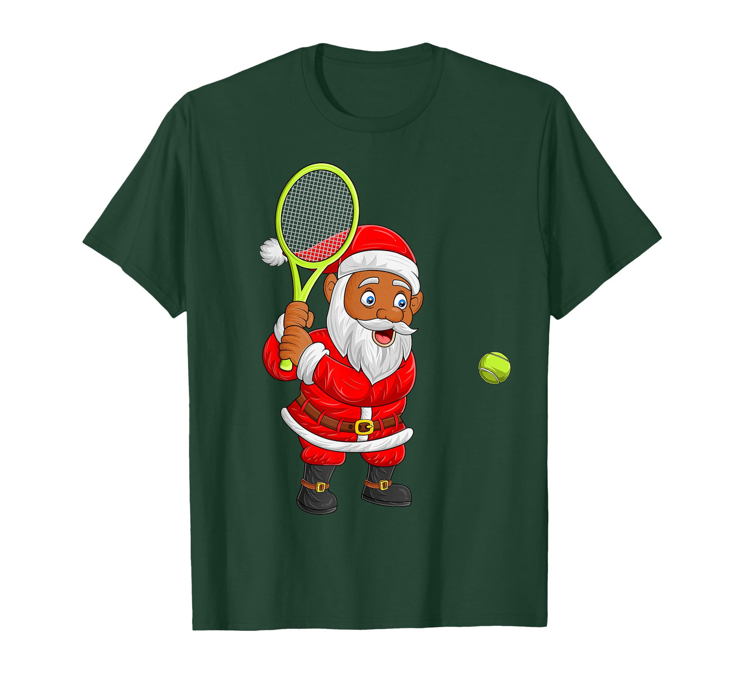 Santa Playing Tennis Christmas Pajamas Tennis Player Xmas T-Shirt