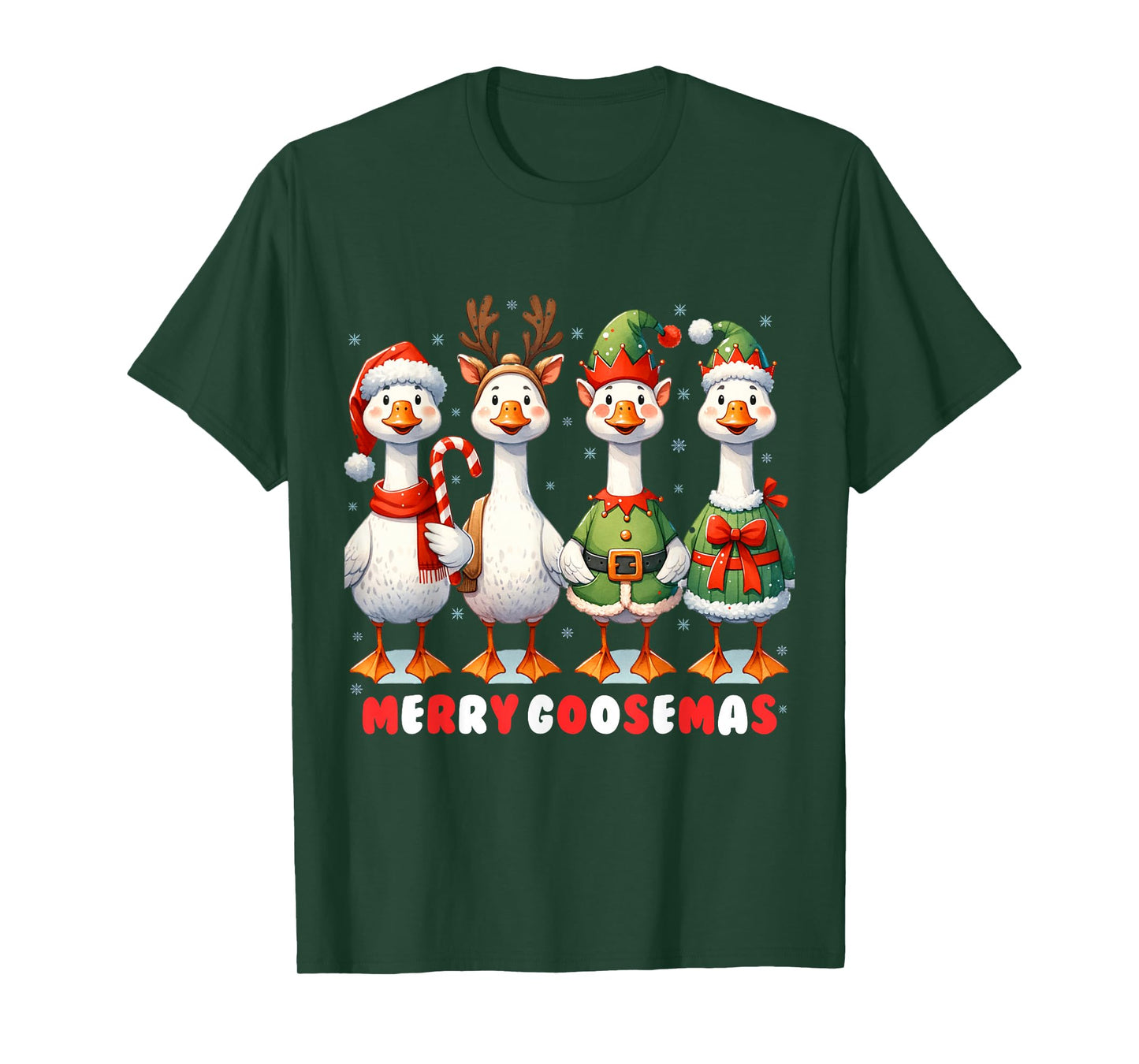 Funny Retro Merry Goosemas Christmas Silly Goose Xmas Lights T-Shirt