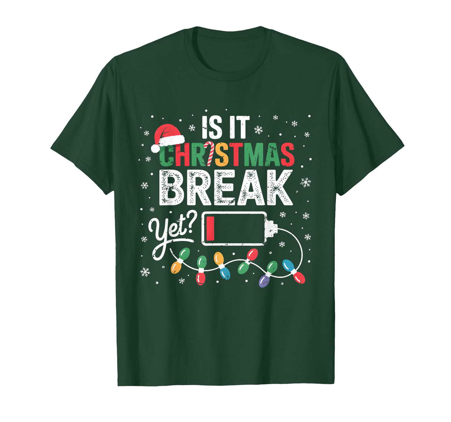 is It Christmas Break Yet Funny Low Battery Teacher Women T-Shirt
