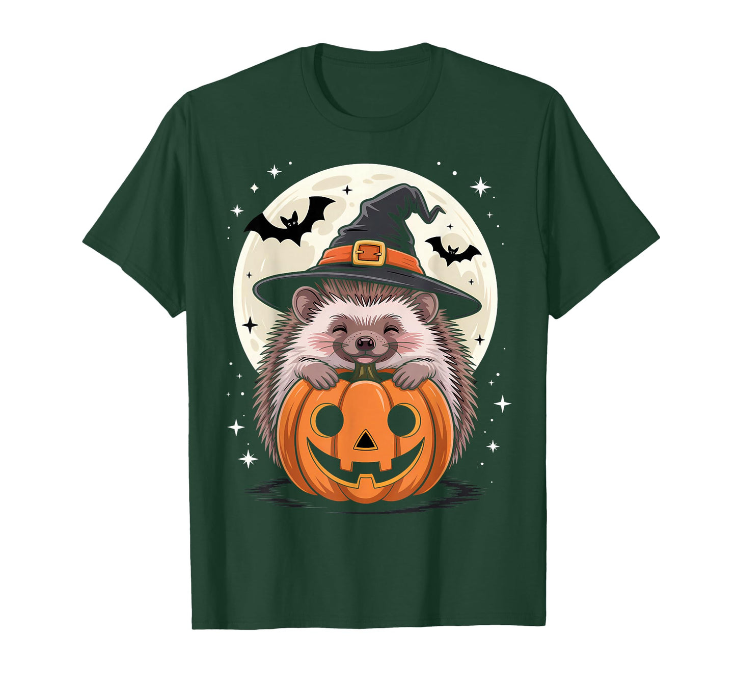 Halloween Hedgehog Witch Hat Pumpkin Spooky T-Shirt