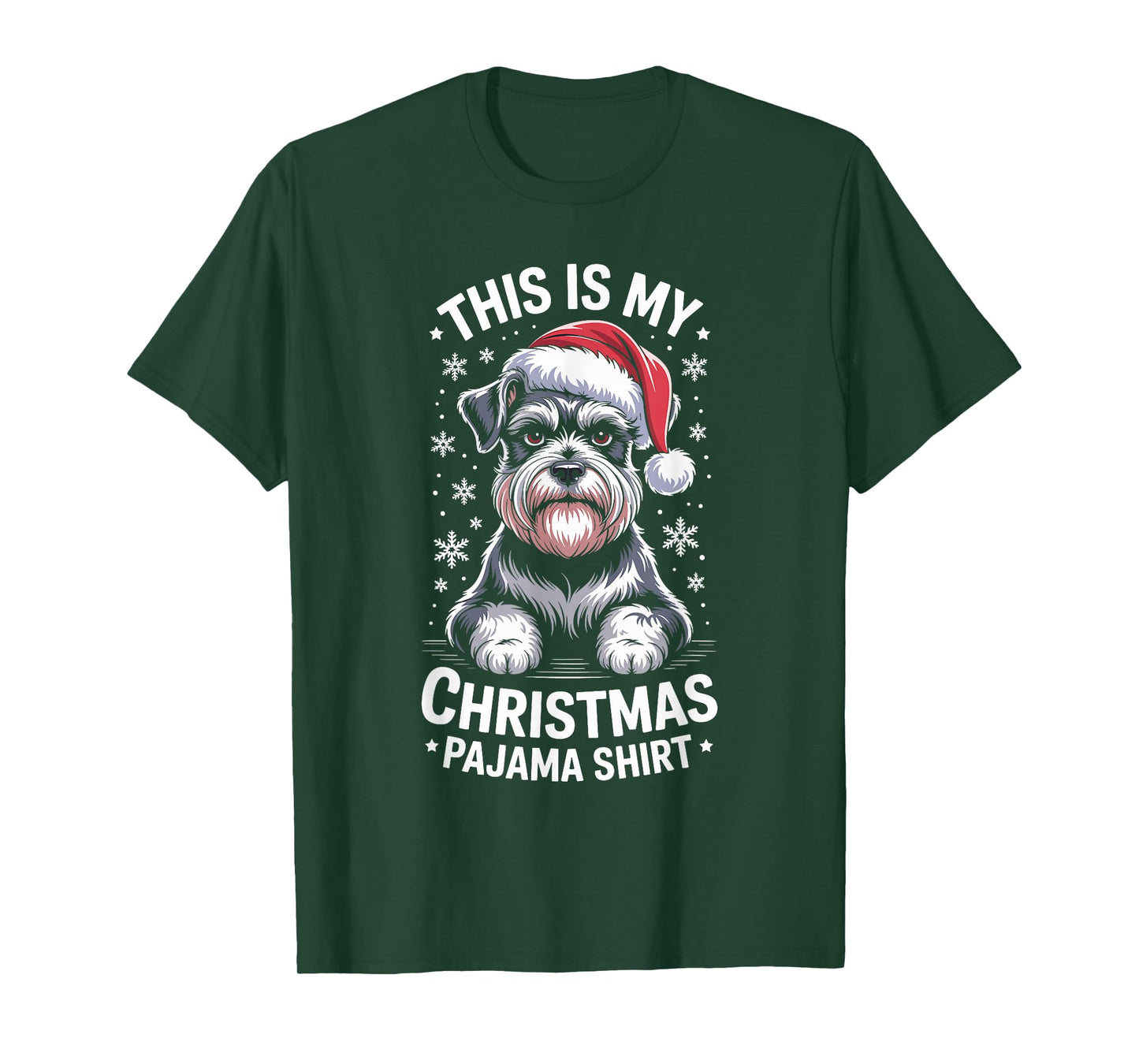 Funny Schnauzer Christmas Santa Hat Dog Lover Xmas T-Shirt