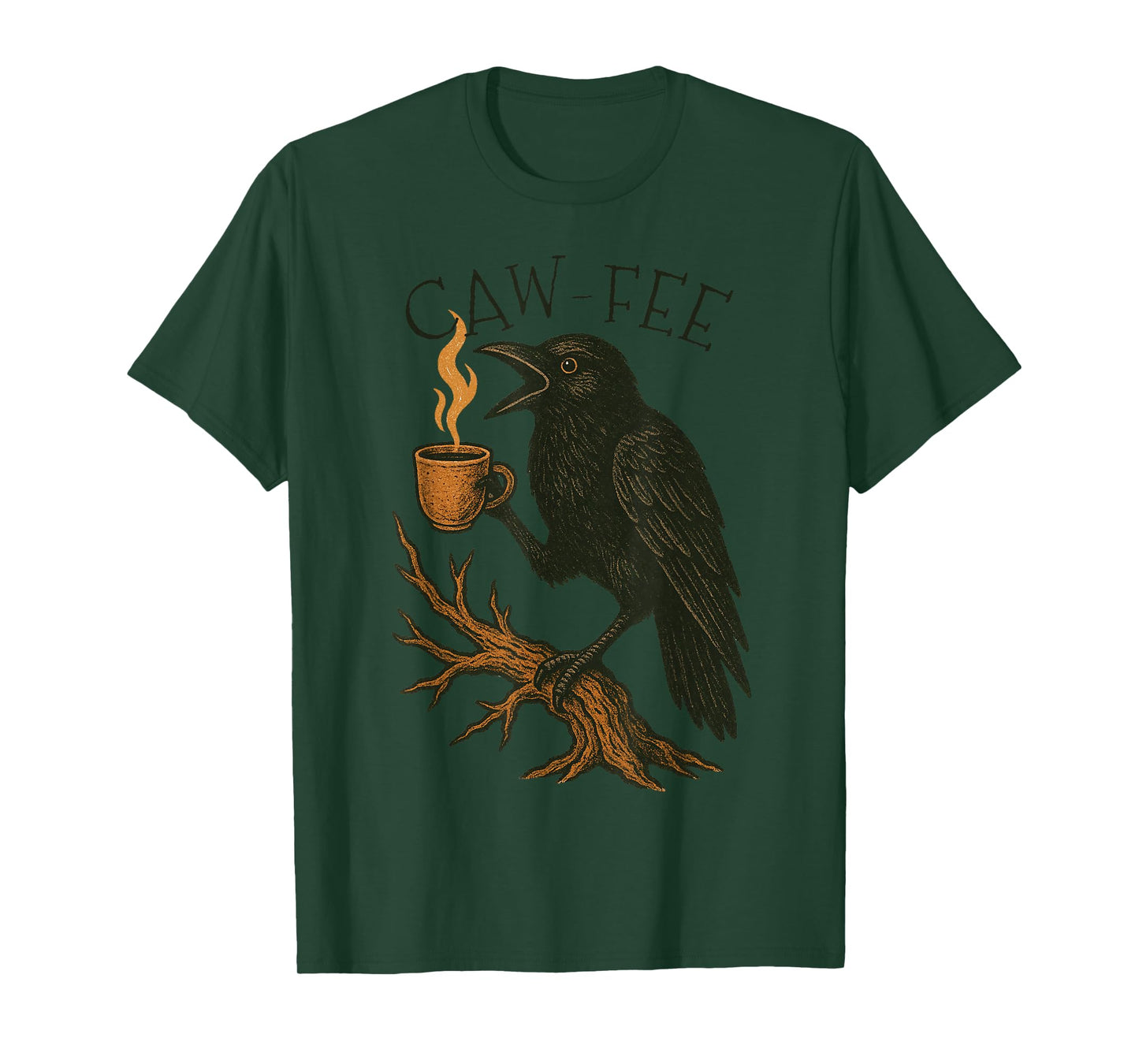 Caw-fee Funny Crow Blackbird Raven Caw Caffeine Coffee Lover T-Shirt