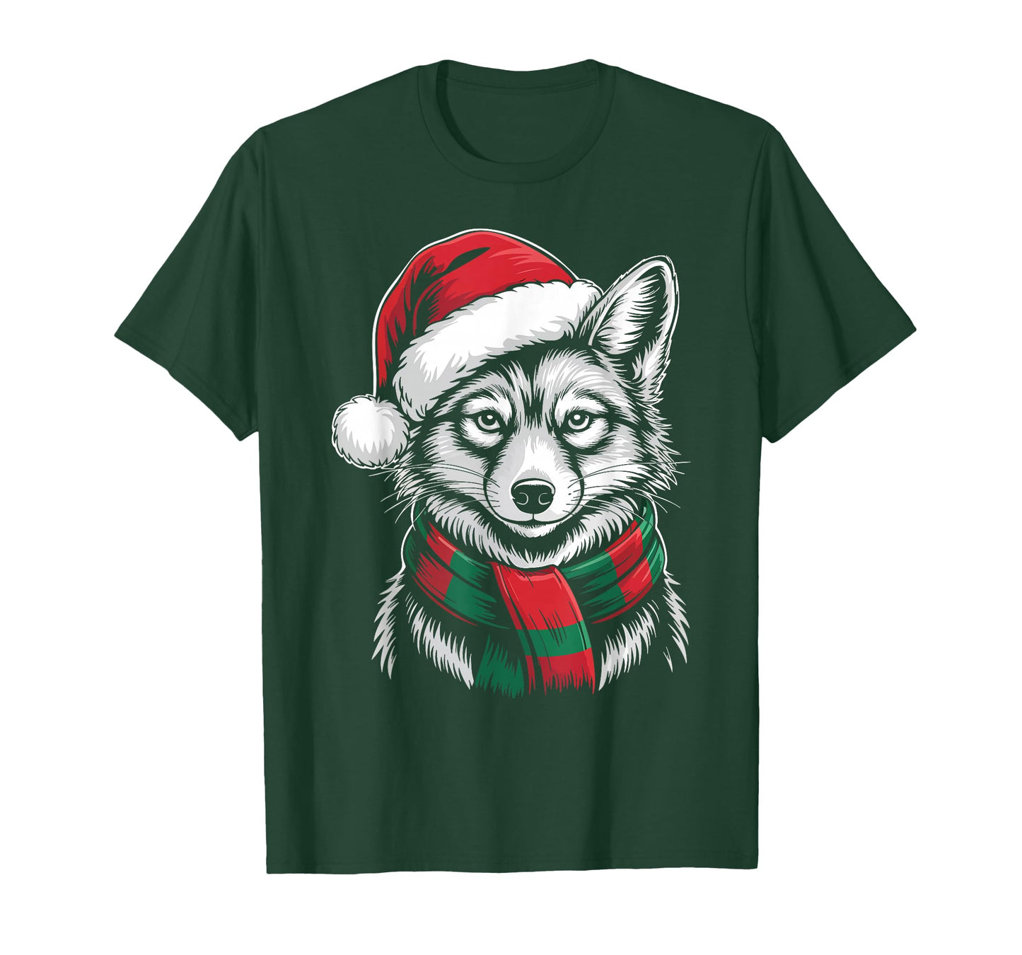 Coyote Xmas Santa Hat Scarf Christmas Costume T-Shirt