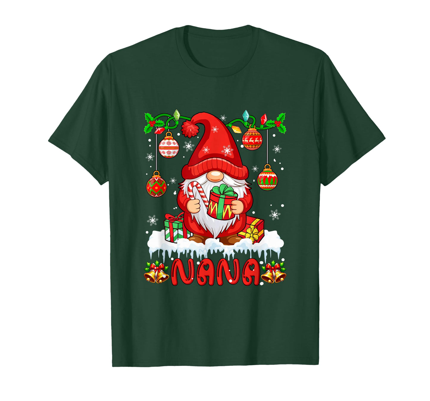 Nana Christmas Gnome Colorful Lights Matching Family Group T-Shirt