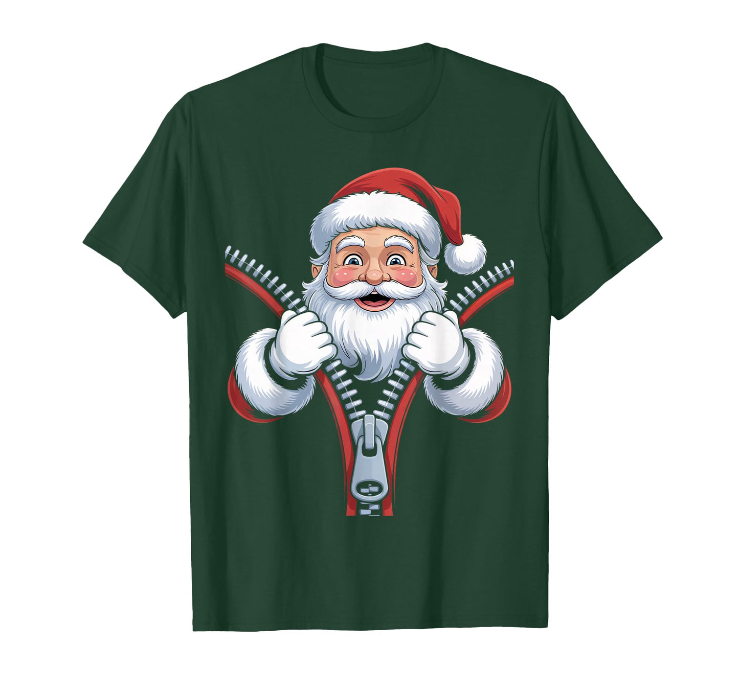 Cute Christmas Santa Emerging from Zipper Lover Xmas Funny T-Shirt