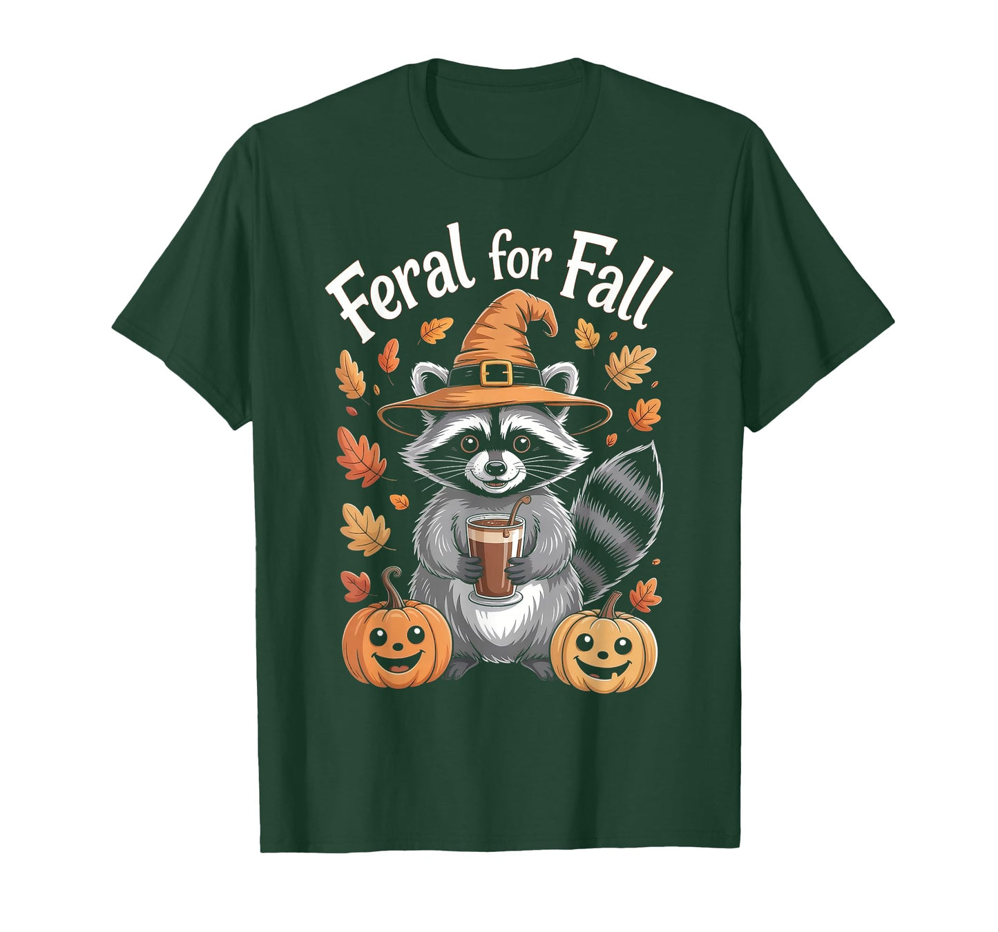 Feral for Fall Autumn Fall Pumpkin Funny Raccoon Coffee T-Shirt