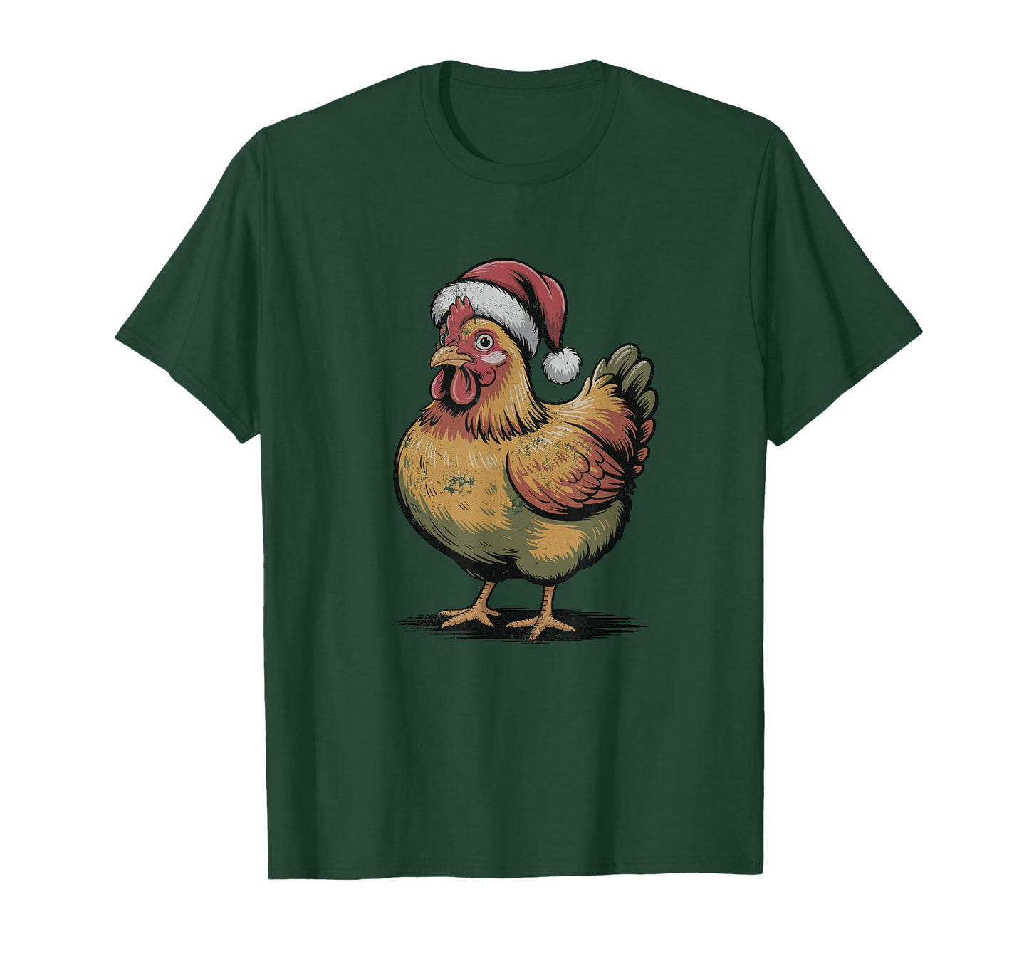 Chicken Santa Hat Christmas Vintage Farm Animal Lover Pajama T-Shirt