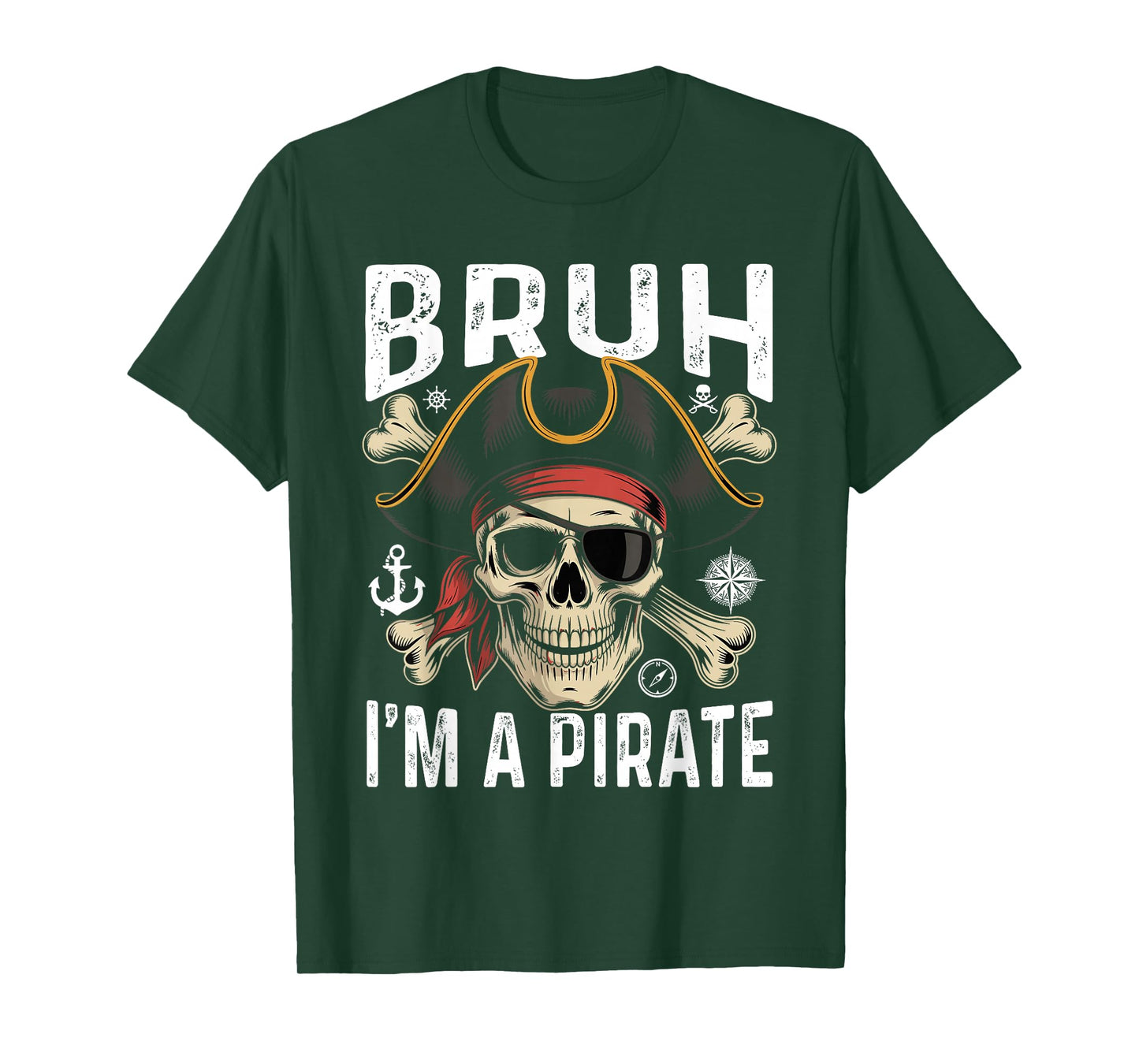 Bruh I'm a Pirate Funny Skull Costume Halloween T-Shirt