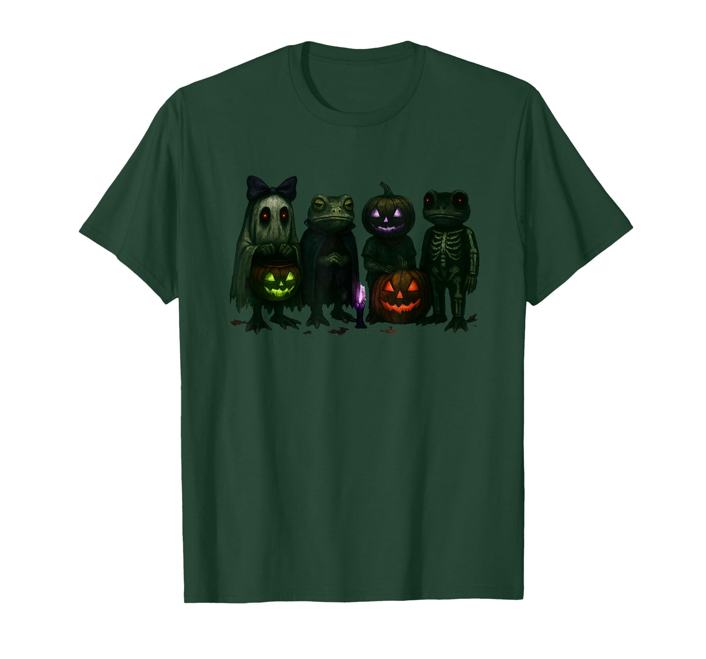 Spooky Skeleton Frog Cute with Pumpkin and Creepy Vibes T-Shirt
