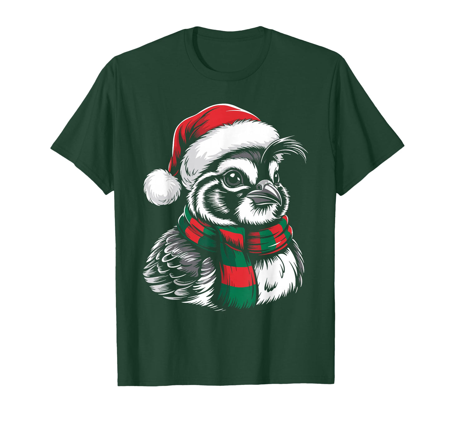 Quail Bird Xmas Santa Hat Scarf Christmas Costume T-Shirt