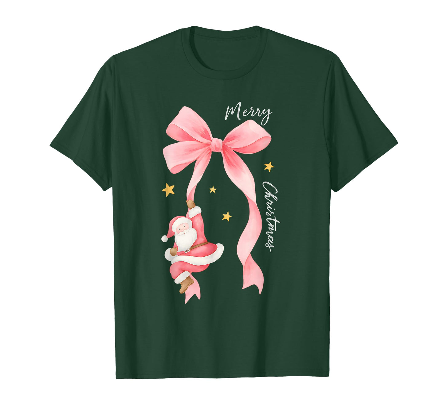 Coquette Merry Christmas with Santa, Pink Xmas Santa Claus T-Shirt