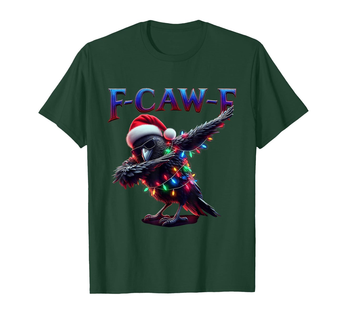 Christmas Horror Funny Black Crow F-Caw-F Santa Vintage T-Shirt