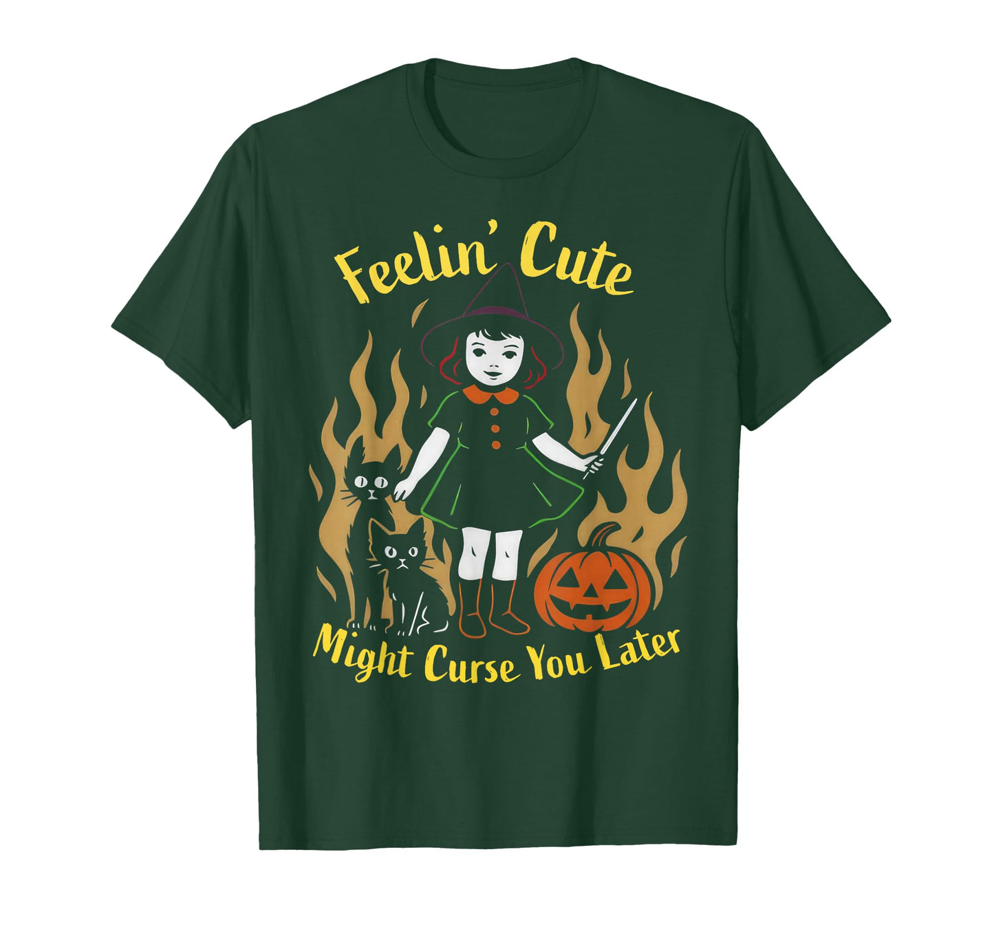 Feeling’s Cute Might Curse You Later Halloween Black Cat T-Shirt
