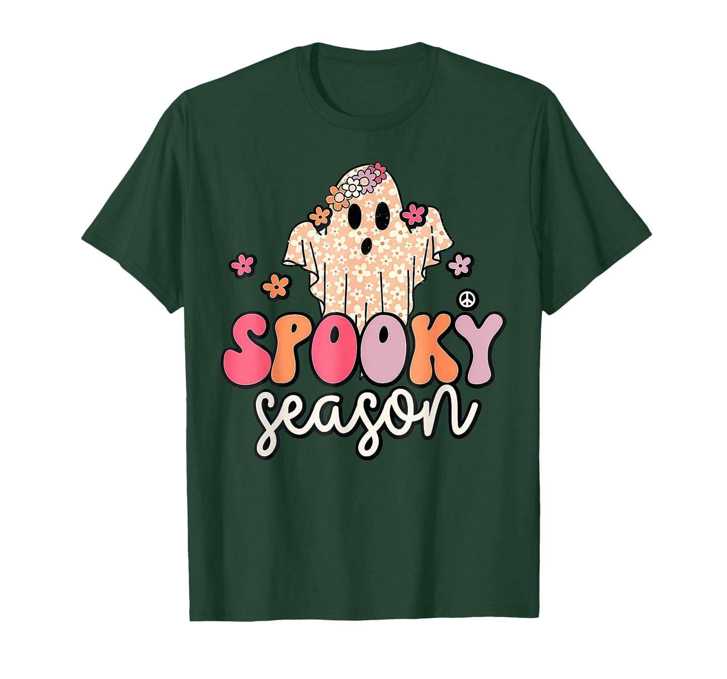 Groovy Spooky Season Ghost Flower Halloween Costume Girls T-Shirt