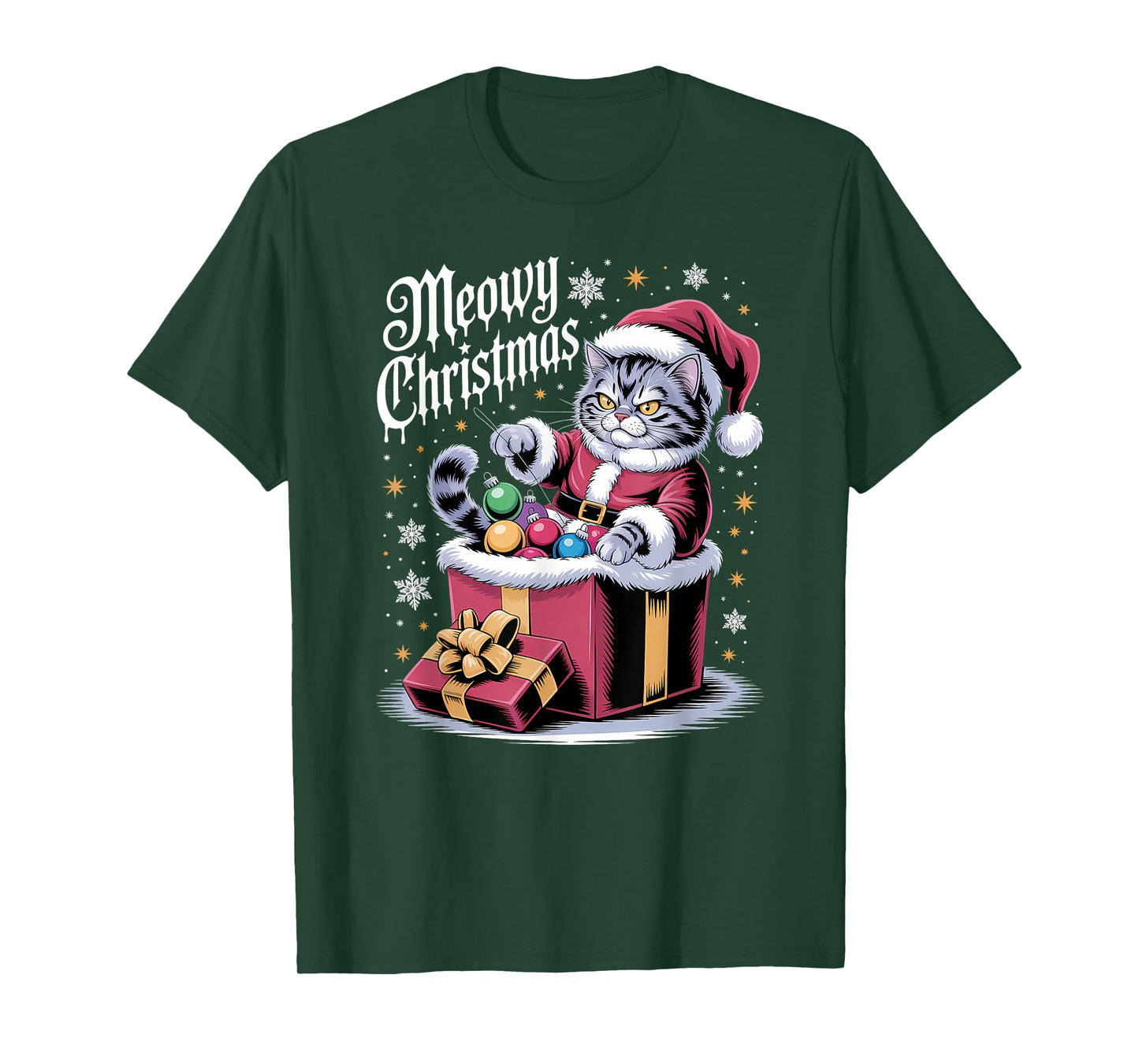 Meowy Christmas Funny Holiday Cat Pun T-Shirt